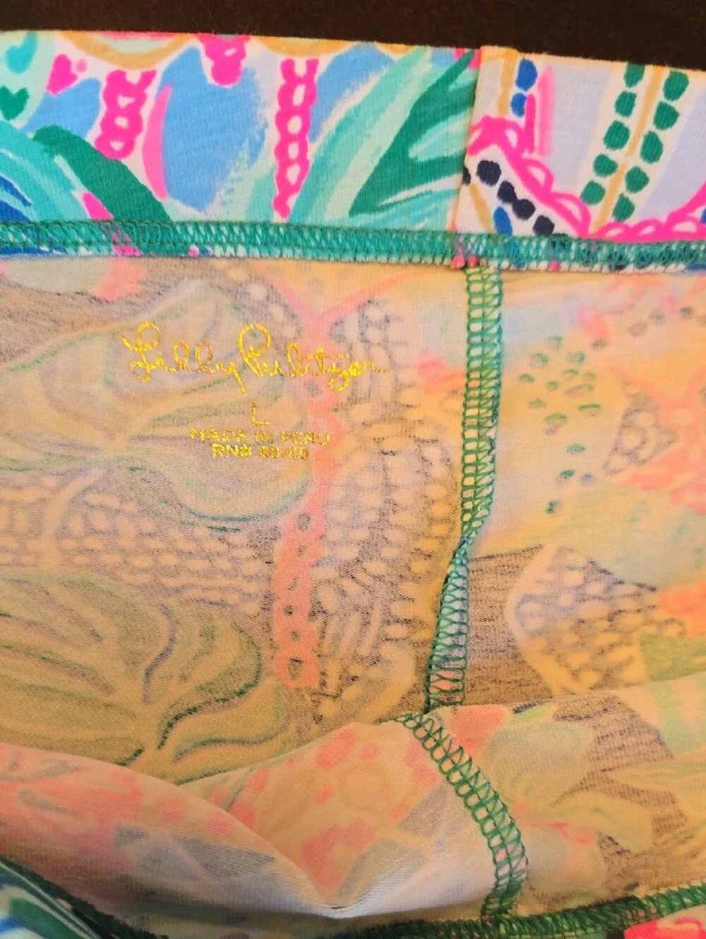 Lilly Pulitzer Navy Leggings with Turquoise, Pink & Green Floral Print NWOT